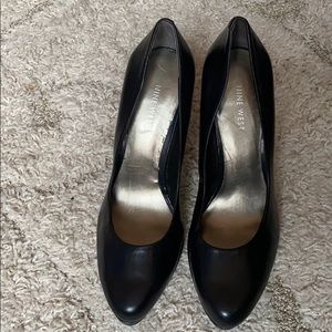 Nine West Rocha Black Classic Leather Pump Heel 9
